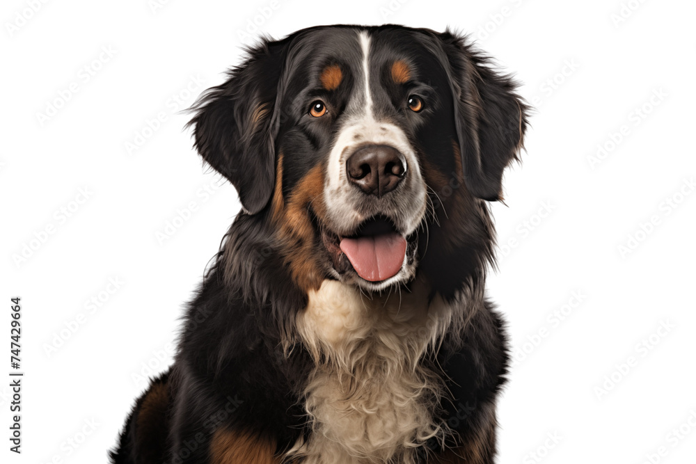 Cute Bernese mountain dog isolated on transparent background