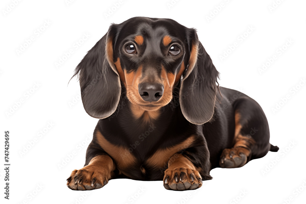 Cute Dachshund dog isolated on transparent background