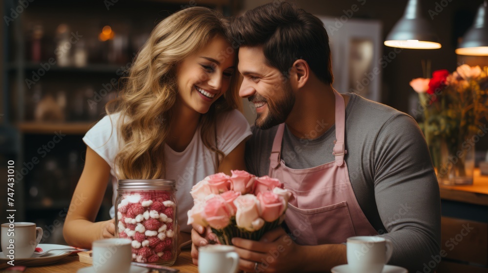 Man Give Flower to His Wife Gentrated with Ai Tools