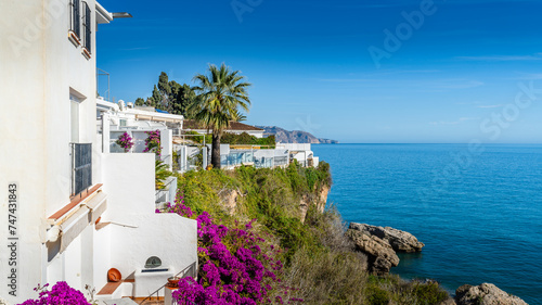 View of the city of Nerja, in the province of Malaga, Andalucia, Spain.