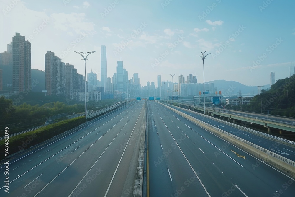 A busy highway with multiple cars driving down it. Suitable for transportation concepts A busy highway with multiple cars driving down it. Suitable for transportation concepts