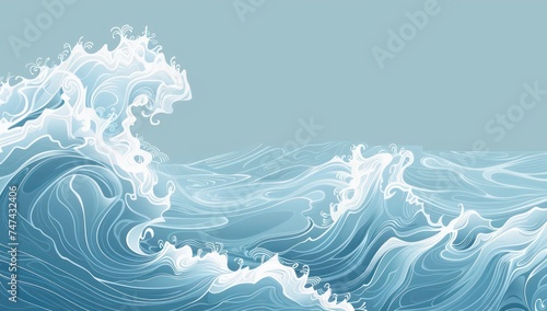 a wave vector background with a blue background  in the style of vibrant energy  soft tonal range