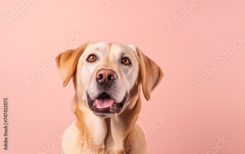 Cute Golden retriever breed dog warm tone background,