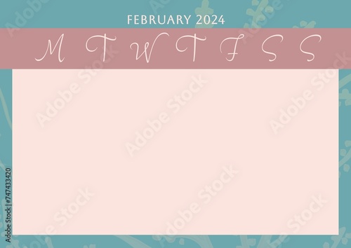 Organizing monthly plans, this February 2024 calendar template offers a serene backdrop with floral 