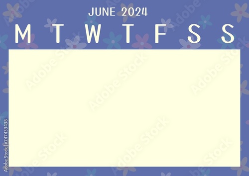Organize your month with this floral June 2024 calendar template, exuding a serene vibe