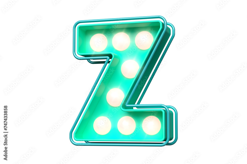 3D rendering letter Z in aqua green with soft pink glowing dots. Retro style led typography. 3D rendering letter Z in aqua green with soft pink glowing dots. Retro style led typography.
