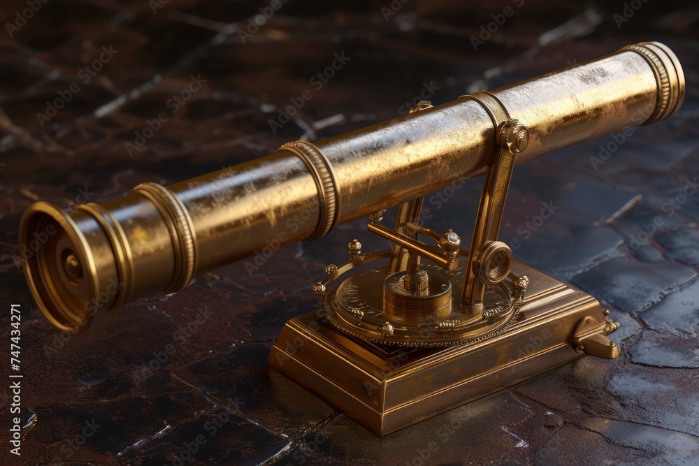 Obraz premium Vintage-inspired brass telescope, a charming collectible ornament.