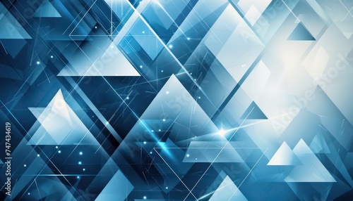 digital abstract blue background w/ triangles, transparency and opacity  photo