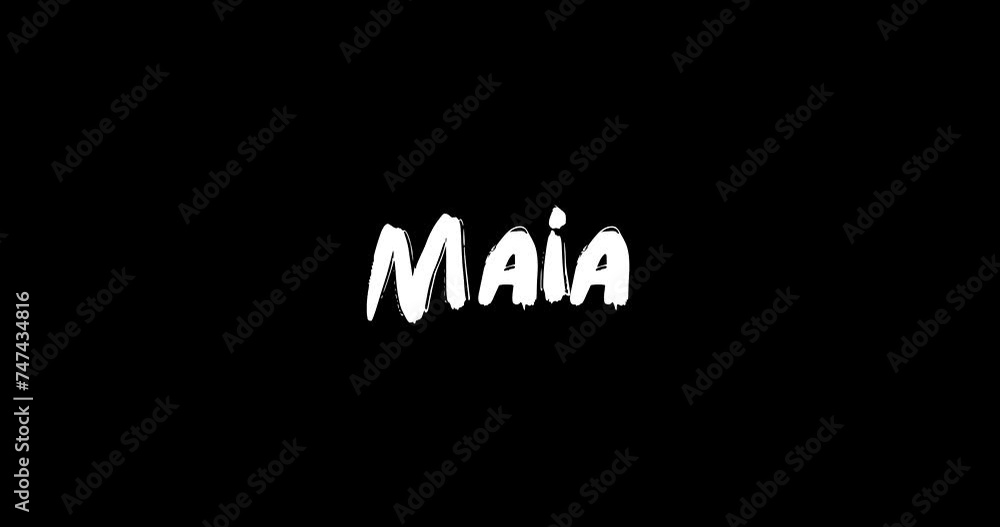 Maia Baby Girl Name in Digital Grunge Transition Effect of Bold Text Typography Animation on Black Background Maia Baby Girl Name in Digital Grunge Transition Effect of Bold Text Typography Animation on Black Background
