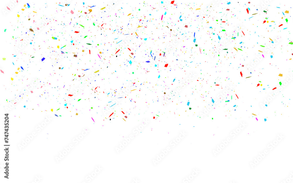 Colorful confetti isolated on transparent background..