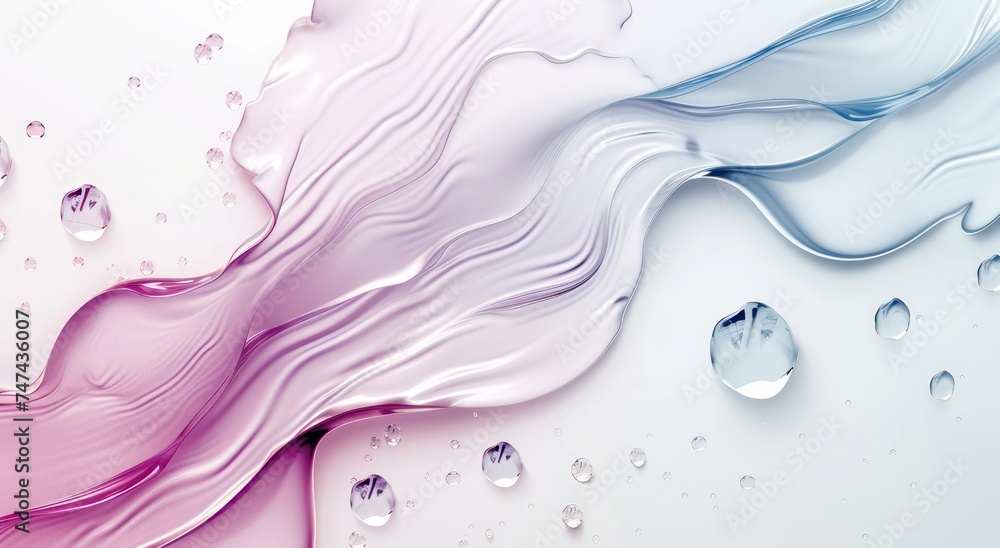 new white background with drops of water, in the style of light silver and dark pink, dark pink and blue