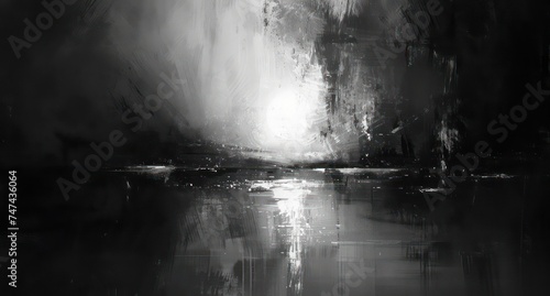 black and white with water effect, in the style of experimental video, dark chiaroscuro lighting