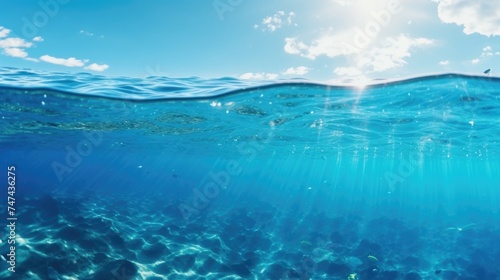 Sunlight shining through the clear water, suitable for nature or underwater themes