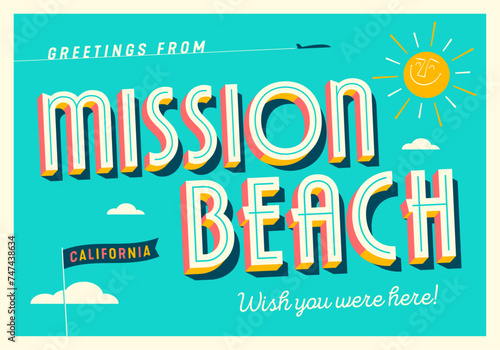 Greetings from Mission Beach, California, USA - Wish you were here! - Touristic Postcard.