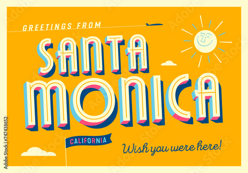 Greetings from Santa Monica, California, USA - Wish you were here! - Touristic Postcard.