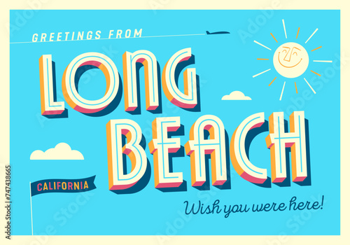Greetings from Long Beach, California, USA - Wish you were here! - Touristic Postcard.