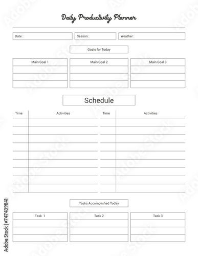 Daily Productivity Printable Planner || Productivity Notebook || Productivity Logbook Print Template.