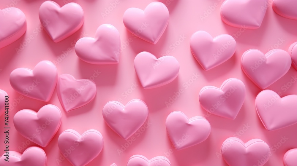 A collection of pink hearts on a pink surface. Ideal for Valentine's Day designs A collection of pink hearts on a pink surface. Ideal for Valentine's Day designs