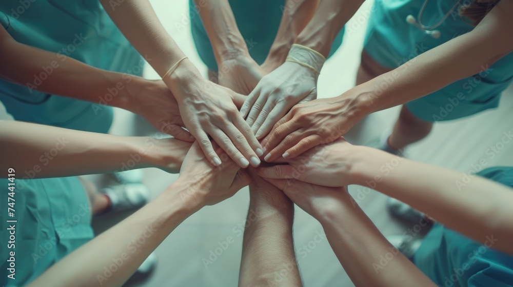 © Fotograf - Group of nurses with hands together. Suitable for medical teamwork concepts © Fotograf - Group of nurses with hands together. Suitable for medical teamwork concepts