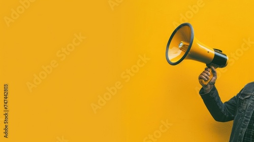A man holding a megaphone. Suitable for business and communication concepts
