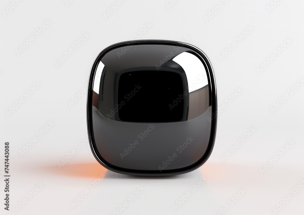 3d black rounded square button, monitor stand 3d concept, isolated, white background, playful and bubbly 3d black rounded square button, monitor stand 3d concept, isolated, white background, playful and bubbly