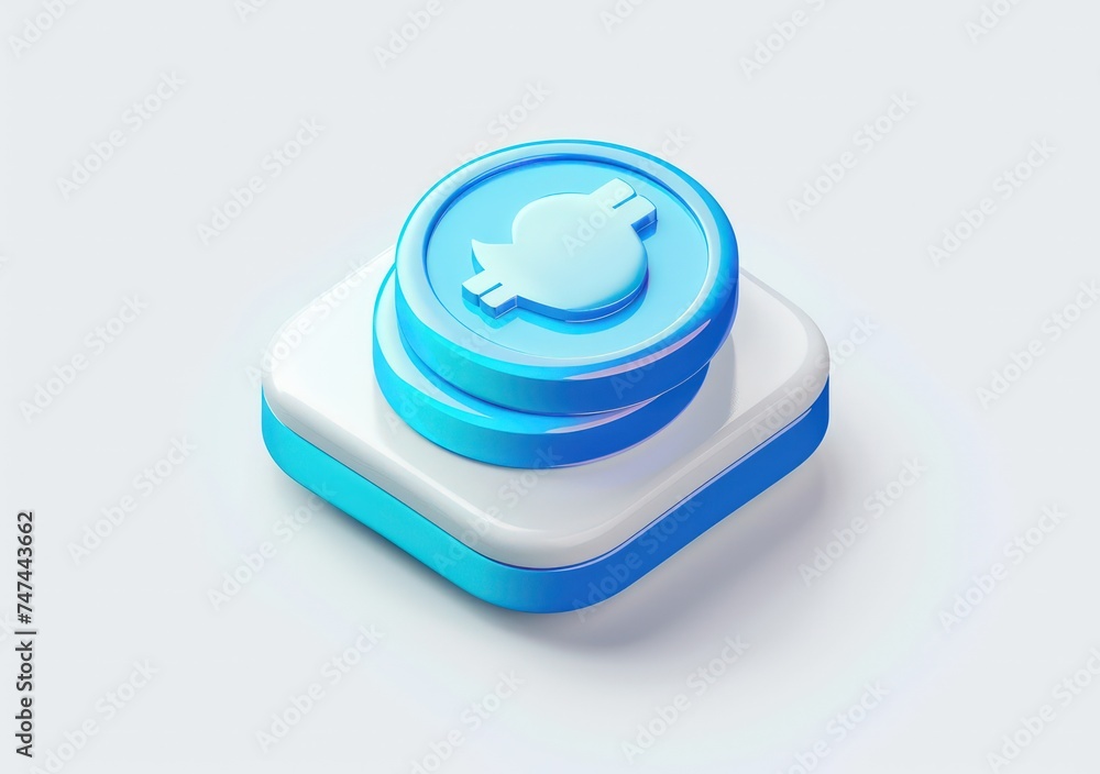 a coins icon, isolated, white background, a 3d rounded square button, playful and bubbly a coins icon, isolated, white background, a 3d rounded square button, playful and bubbly
