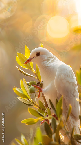 dove under olive branch symbolizing peace