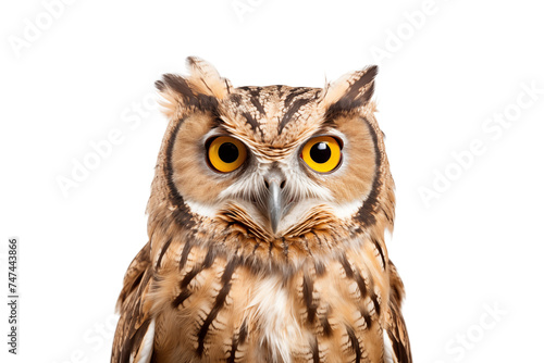 Owl bird photo isolated on transparent background.