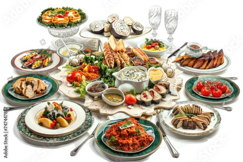 A table displaying a wide array of food options. Great for food blogs or restaurant menus