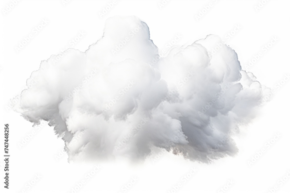 A serene image of a plane flying through a white fluffy cloud in the sky. Suitable for travel or aviation concepts