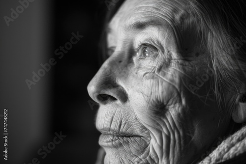 A striking image of a woman with wrinkles, suitable for various projects