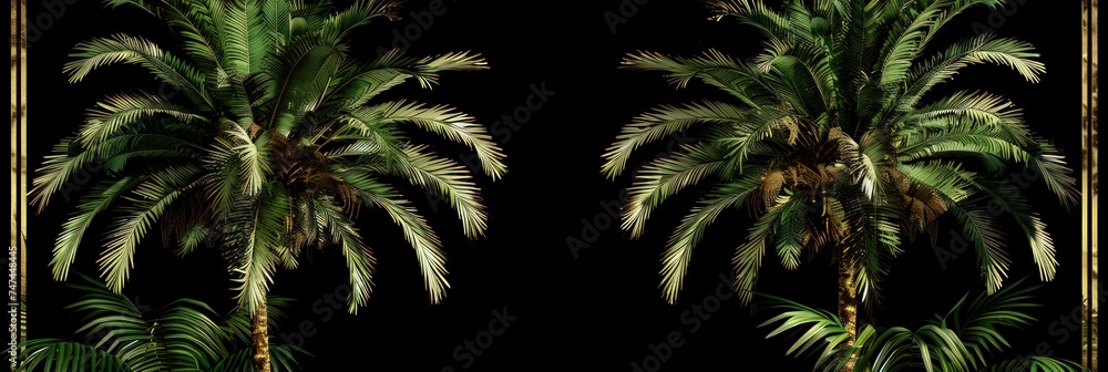 palm trees tree in front of black background