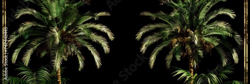 palm trees tree in front of black background