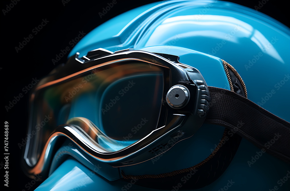 Fototapeta premium a hard hat eyeglasses and a tool bag, ai generative