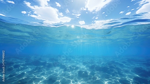 Sunlight shining through clear water  perfect for nature and underwater themes
