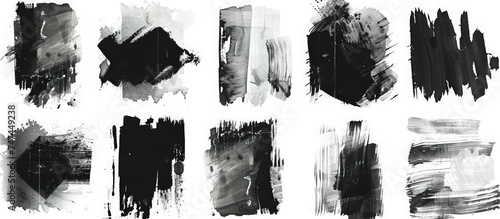 sets of different designs with paint on white background in the style of dark black and gray, pristine geometry, logo, multiple filter effect, emotive watercolors photo