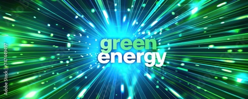 green energy shiny blue abstract background with neon lights, speed lines, stripes and shapes, super flat style, outrun, multilayered