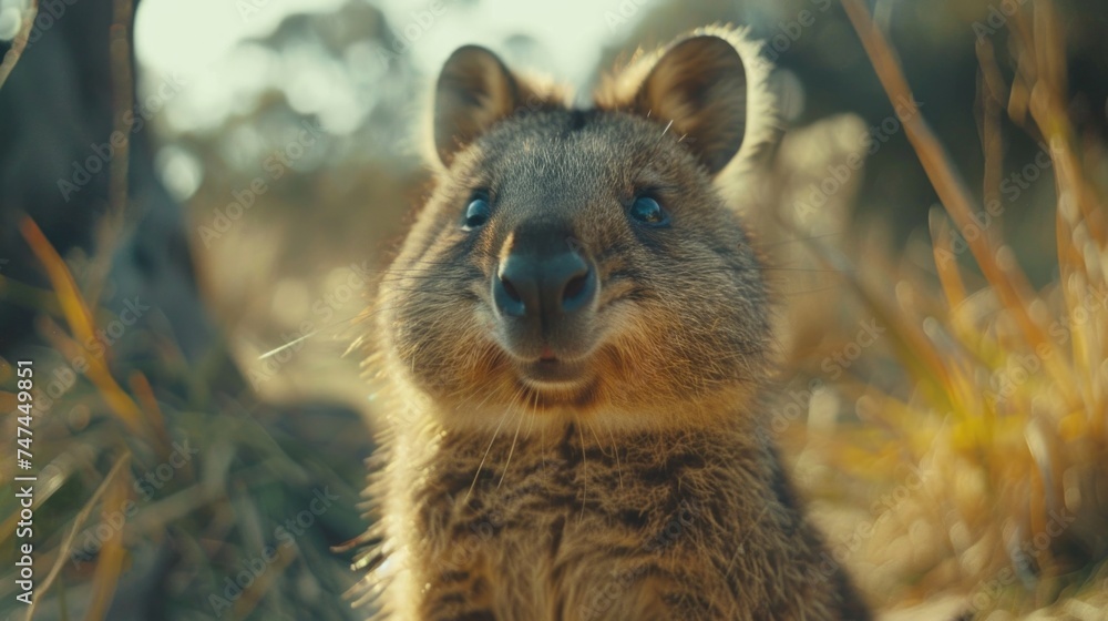 A close up of a small animal in a field. Suitable for nature and wildlife themes A close up of a small animal in a field. Suitable for nature and wildlife themes