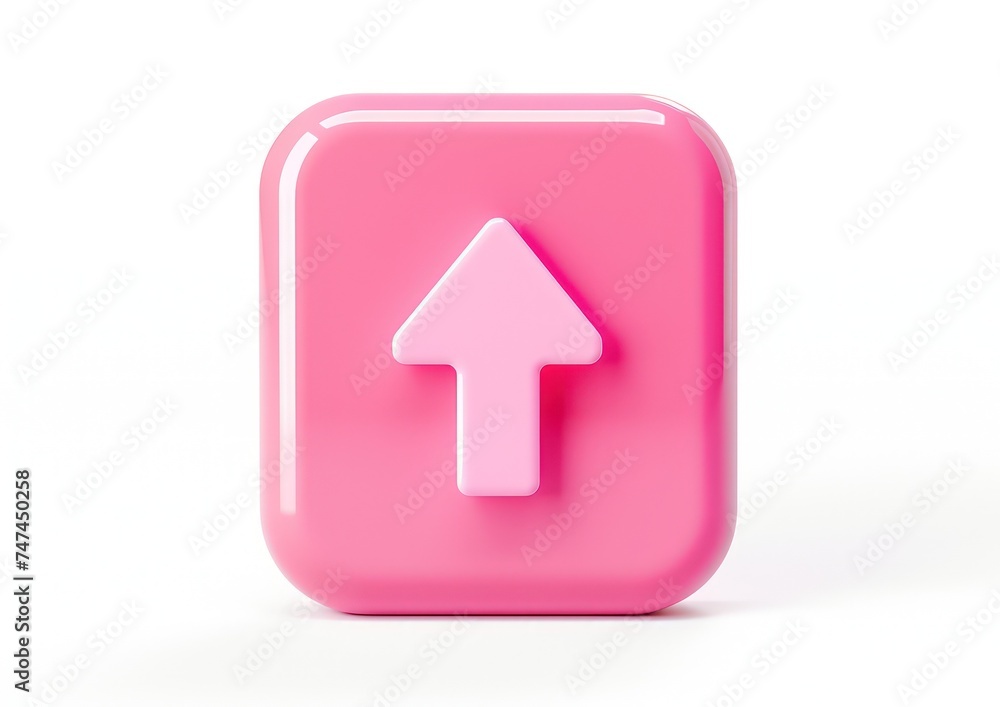 arrow on a white background, isolated, white background, a 3d rendered rounded square button