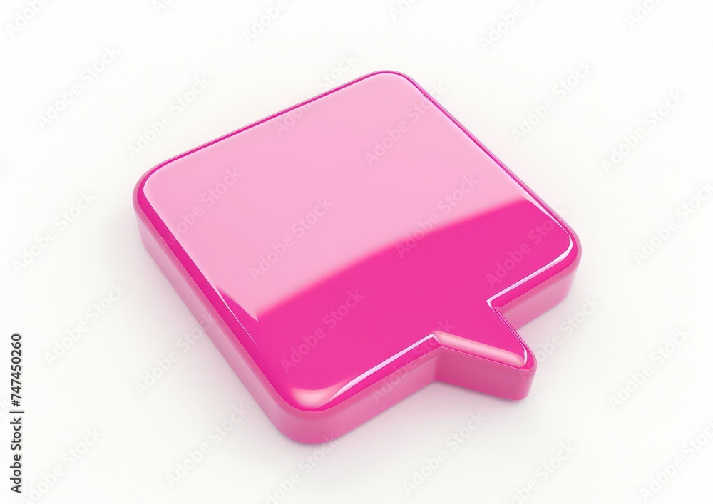 pink rising chat balloon on a white background, isolated, white background, a 3d rendered rounded square button, playful and colourful and bubbly pink rising chat balloon on a white background, isolated, white background, a 3d rendered rounded square button, playful and colourful and bubbly