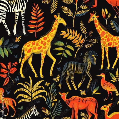 African animal Pattern. ai generated