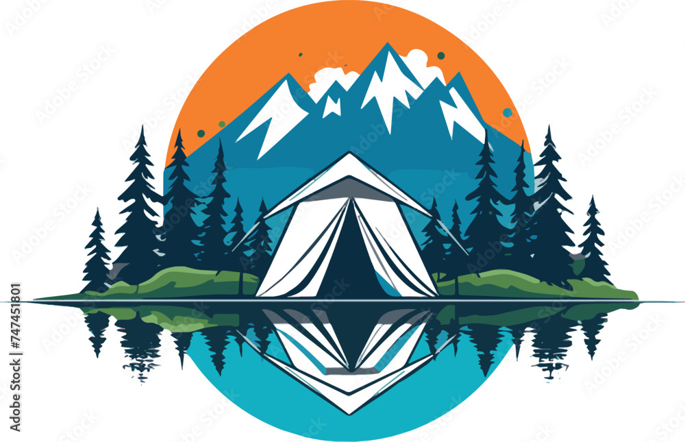 tent in the mountains vector 