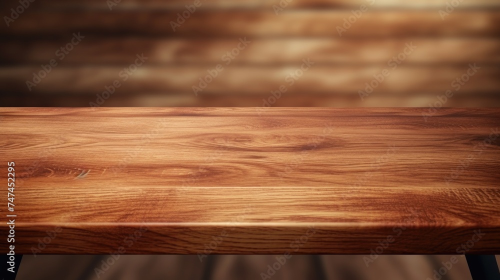 A simple wooden table with a blurred background. Ideal for home decor or interior design concepts