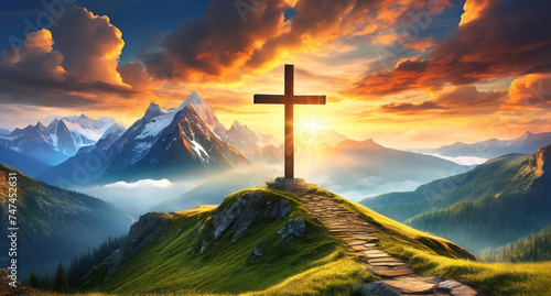 Superb Christianity and nature unite in stunning mountain landscape