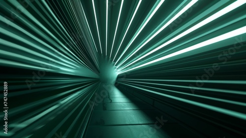 Futuristic Green Neon Light Tunnel