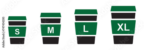 Drink cup size set icon, vector illustration