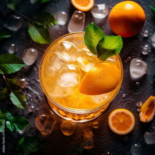 Apricot Brandy Smash drinks on a Table with Beautiful Lighting a Table photo