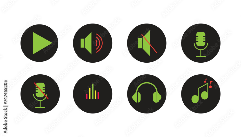 Collection of simple vector Illustrations related to music application icons Collection of simple vector Illustrations related to music application icons