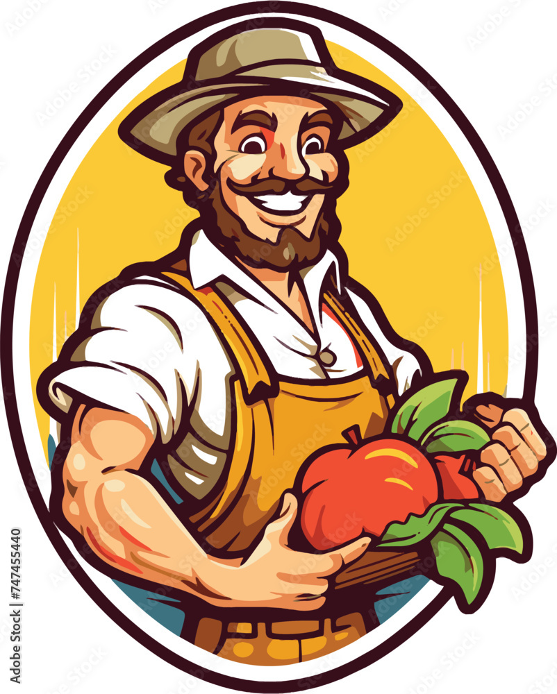 farmer cartoon character with fruits vector farmer cartoon character with fruits vector