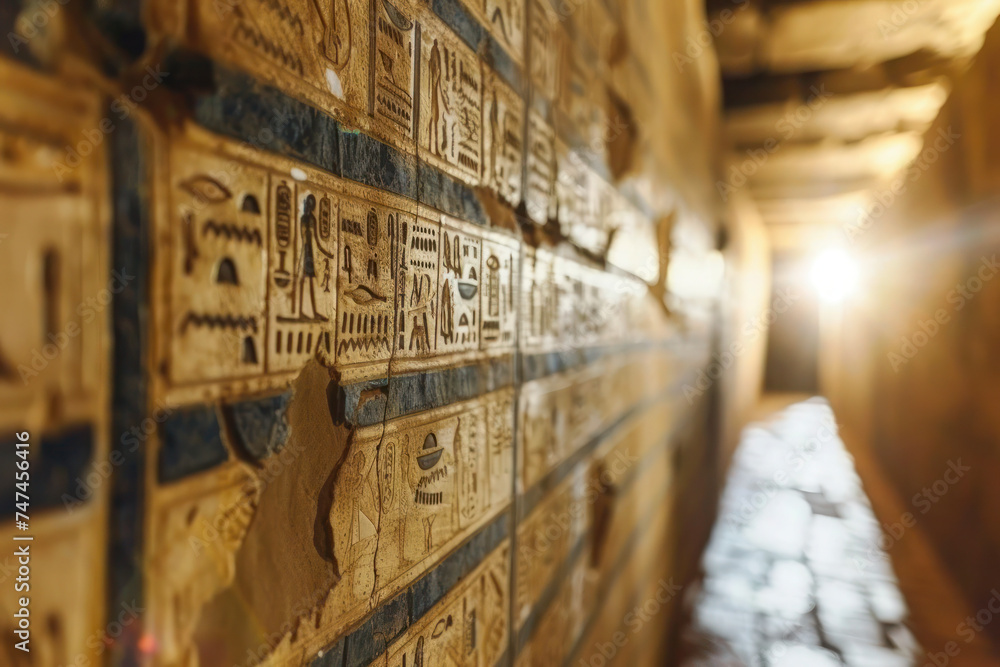 The Mystical Corridor of an Egyptian Temple - obrazy, fototapety, plakaty 